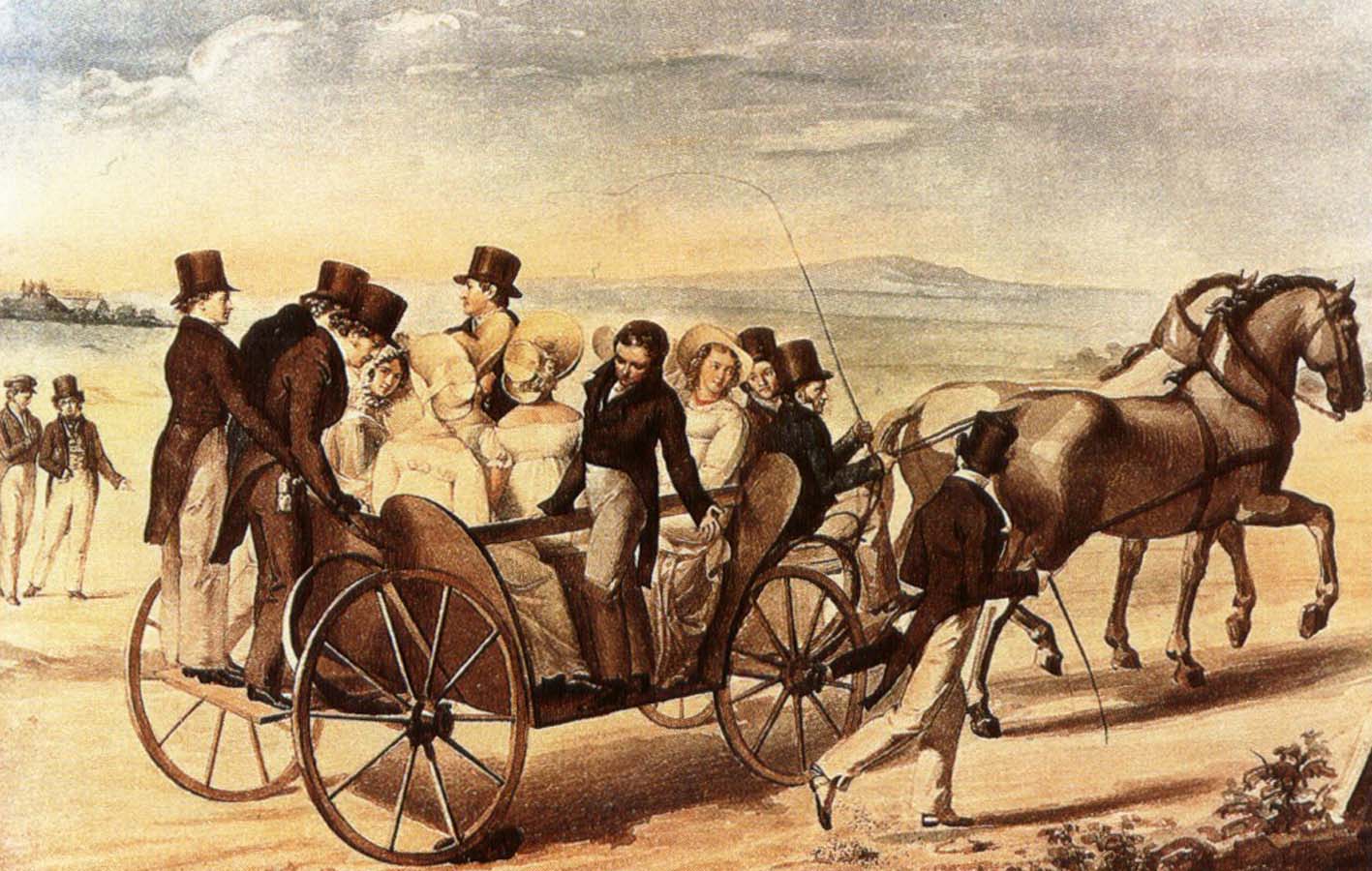 schubert is walking behind the carriage